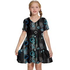 Falling Down Pattern Kids  Short Sleeve Tiered Mini Dress by artworkshop