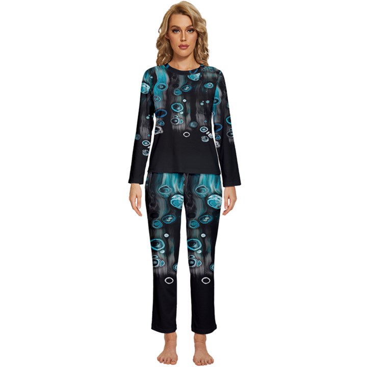 Falling Down Pattern Womens  Long Sleeve Lightweight Pajamas Set