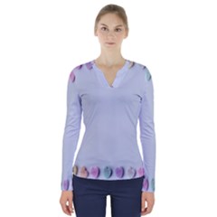 Valentine Day Heart Pattern Capsule V-neck Long Sleeve Top by artworkshop