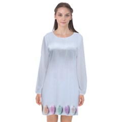 Valentine Day Heart Pattern Capsule Long Sleeve Chiffon Shift Dress  by artworkshop