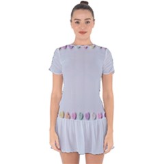 Valentine Day Heart Pattern Capsule Drop Hem Mini Chiffon Dress by artworkshop