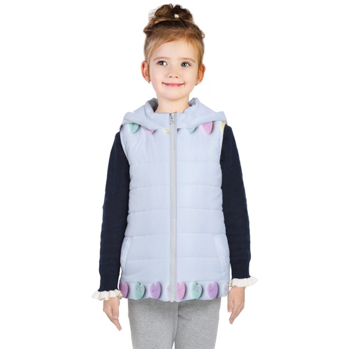 Valentine Day Heart Pattern Capsule Kids  Hooded Puffer Vest