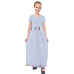 Valentine Day Heart Pattern Capsule Kids  Short Sleeve Maxi Dress by artworkshop