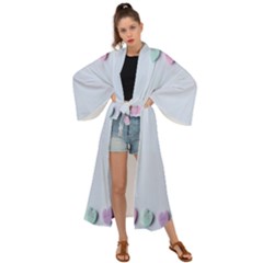 Valentine Day Heart Pattern Capsule Maxi Kimono