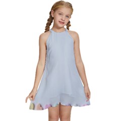 Valentine Day Heart Pattern Capsule Kids  Halter Collar Waist Tie Chiffon Dress by artworkshop