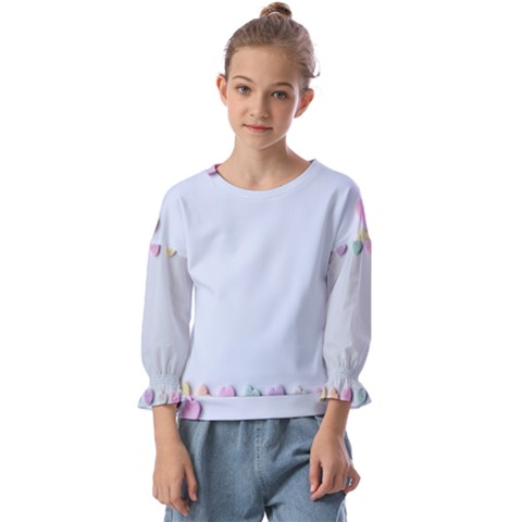 Valentine Day Heart Pattern Capsule Kids  Cuff Sleeve Top by artworkshop