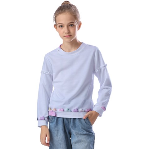 Valentine Day Heart Pattern Capsule Kids  Long Sleeve Tee With Frill  by artworkshop