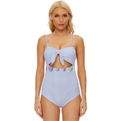 Valentine Day Heart Pattern Capsule Knot Front One-piece Swimsuit by artworkshop