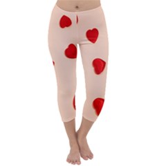 Valentine Day Pattern Logo Heart Capri Winter Leggings  by artworkshop