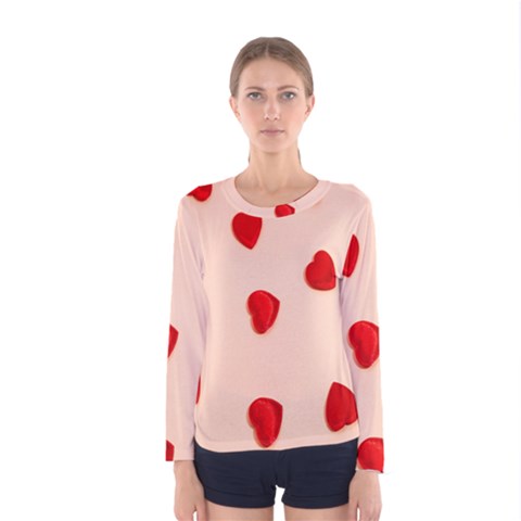 Valentine Day Pattern Logo Heart Women s Long Sleeve Tee by artworkshop