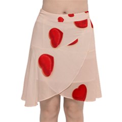 Valentine Day Pattern Logo Heart Chiffon Wrap Front Skirt by artworkshop