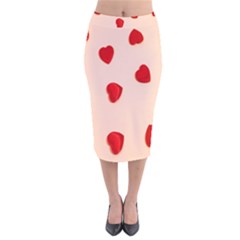 Valentine Day Pattern Logo Heart Velvet Midi Pencil Skirt by artworkshop