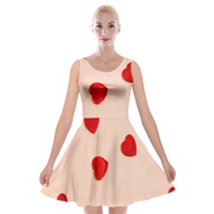 Valentine Day Pattern Logo Heart Velvet Skater Dress by artworkshop