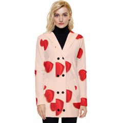 Valentine Day Pattern Logo Heart Button Up Hooded Coat 