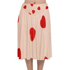 Valentine Day Pattern Logo Heart Velvet Flared Midi Skirt by artworkshop