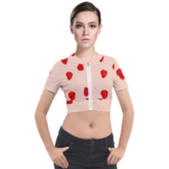 Valentine Day Pattern Logo Heart Short Sleeve Cropped Jacket by artworkshop