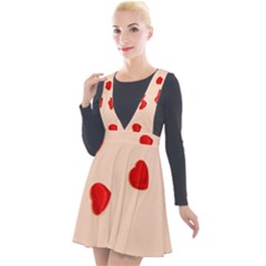 Valentine Day Pattern Logo Heart Plunge Pinafore Velour Dress