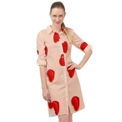 Valentine Day Pattern Logo Heart Long Sleeve Mini Shirt Dress by artworkshop