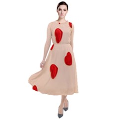 Valentine Day Pattern Logo Heart Round Neck Boho Dress by artworkshop