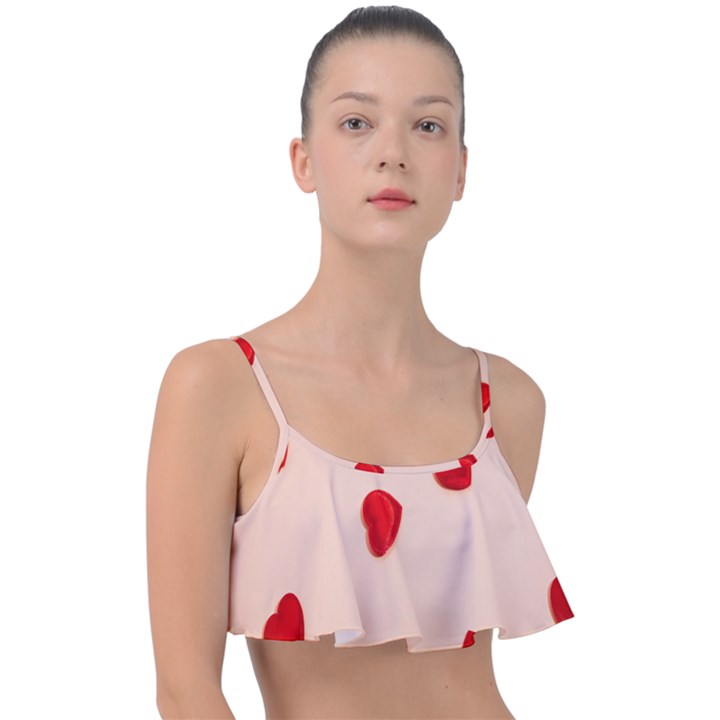 Valentine Day Pattern Logo Heart Frill Bikini Top