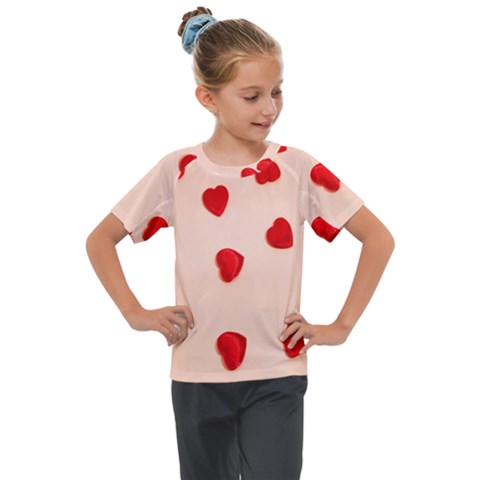 Valentine Day Pattern Logo Heart Kids  Mesh Piece Tee by artworkshop