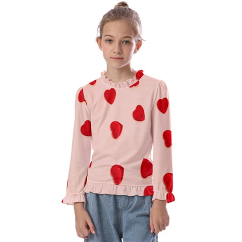 Valentine Day Pattern Logo Heart Kids  Frill Detail Tee by artworkshop