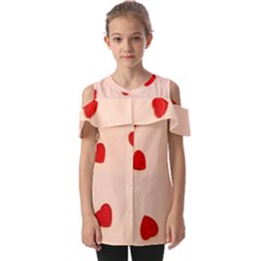 Valentine Day Pattern Logo Heart Fold Over Open Sleeve Top by artworkshop