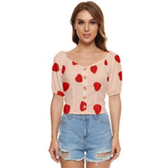 Valentine Day Pattern Logo Heart Button Up Blouse