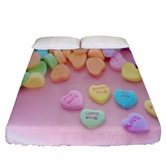 Valentine Day Heart Capsule Fitted Sheet (queen Size) by artworkshop