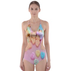 Valentine Day Heart Capsule Cut-out One Piece Swimsuit by artworkshop