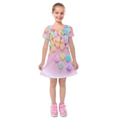 Valentine Day Heart Capsule Kids  Short Sleeve Velvet Dress by artworkshop