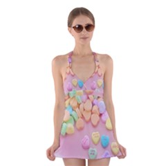 Valentine Day Heart Capsule Halter Dress Swimsuit  by artworkshop