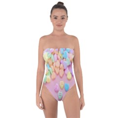 Valentine Day Heart Capsule Tie Back One Piece Swimsuit by artworkshop