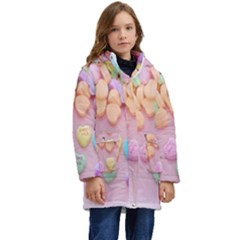 Valentine Day Heart Capsule Kid s Hooded Longline Puffer Jacket by artworkshop