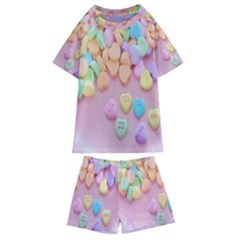 Valentine Day Heart Capsule Kids  Swim Tee And Shorts Set by artworkshop