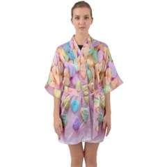 Valentine Day Heart Capsule Half Sleeve Satin Kimono  by artworkshop