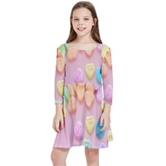 Valentine Day Heart Capsule Kids  Quarter Sleeve Skater Dress by artworkshop