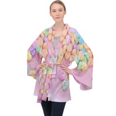 Valentine Day Heart Capsule Long Sleeve Velvet Kimono  by artworkshop