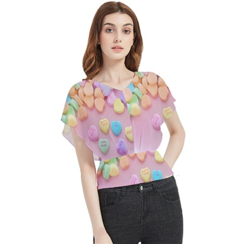 Valentine Day Heart Capsule Butterfly Chiffon Blouse by artworkshop