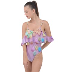 Valentine Day Heart Capsule Drape Piece Swimsuit by artworkshop