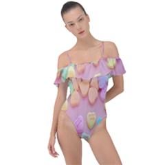 Valentine Day Heart Capsule Frill Detail One Piece Swimsuit by artworkshop