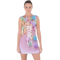 Valentine Day Heart Capsule Lace Up Front Bodycon Dress by artworkshop