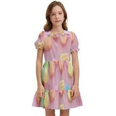 Valentine Day Heart Capsule Kids  Puff Sleeved Dress by artworkshop