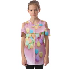 Valentine Day Heart Capsule Fold Over Open Sleeve Top by artworkshop