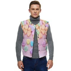 Valentine Day Heart Capsule Men s Short Button Up Puffer Vest	 by artworkshop