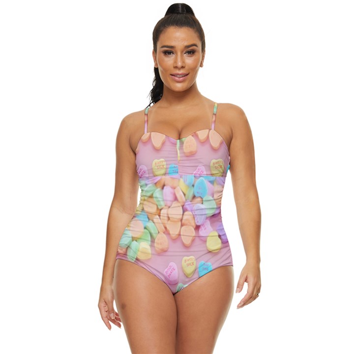 Valentine Day Heart Capsule Retro Full Coverage Swimsuit