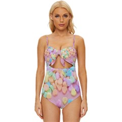 Valentine Day Heart Capsule Knot Front One-piece Swimsuit by artworkshop