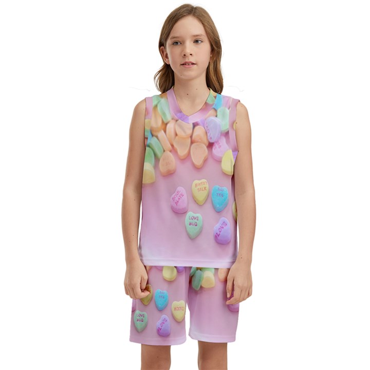 Valentine Day Heart Capsule Kids  Basketball Mesh Set