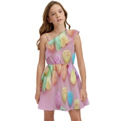 Valentine Day Heart Capsule Kids  One Shoulder Party Dress by artworkshop