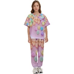 Valentine Day Heart Capsule Kids  Tee And Pants Sports Set by artworkshop